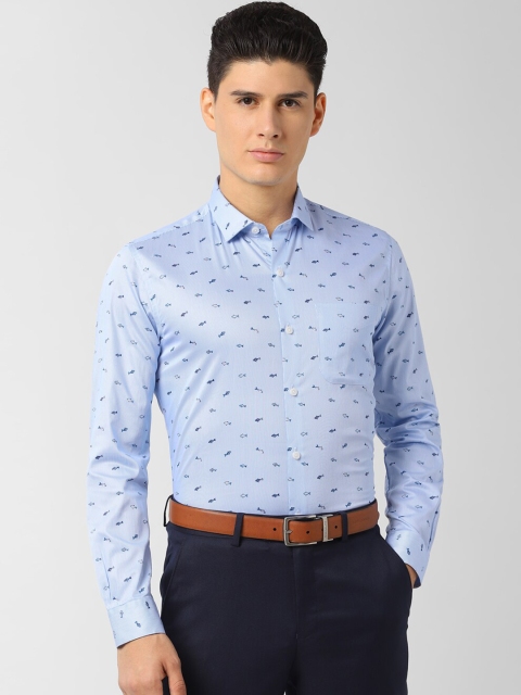 

Peter England Elite Men Blue Slim Fit Printed Formal Shirt