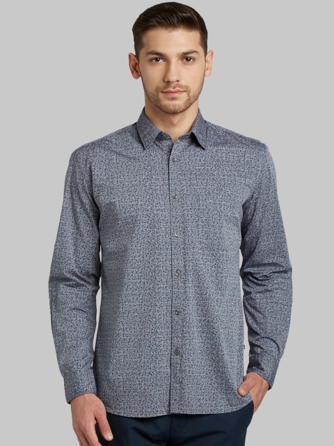 

Parx Men Grey & Blue Slim Fit Printed Casual Shirt