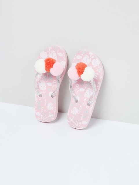 

max Girls Pink Printed Thong Flip-Flops