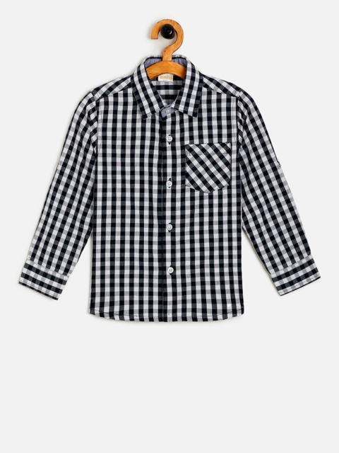 

Aomi Boys Black & White Regular Fit Checked Casual Shirt
