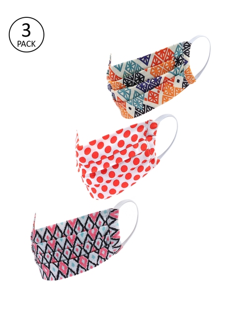 

LEGAL BRIBE Women 3 Pcs 3-Ply Printed Antimicrobial Cotton Masks, Multi