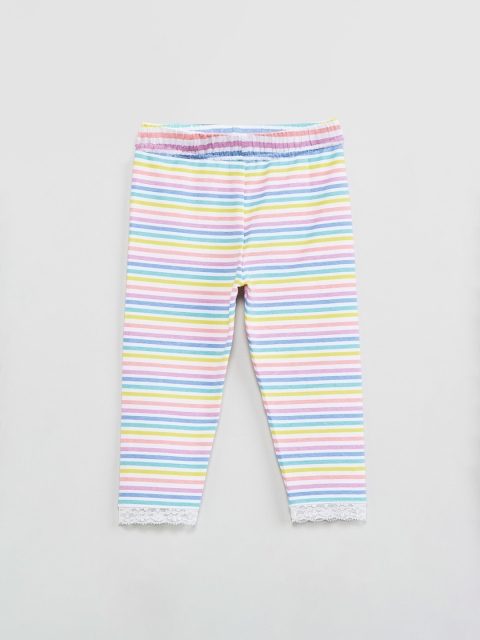 

max Girls Multicoloured Striped Ankle-Length Leggings, Multi
