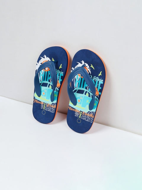 

max Boys Navy Blue Printed Thong Flip-Flops