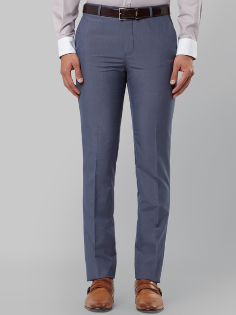 

Raymond Men Blue Slim Fit Solid Formal Trousers
