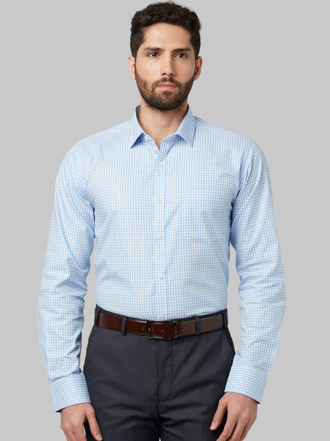

Park Avenue Men Blue & White Slim Fit Checked Formal Shirt