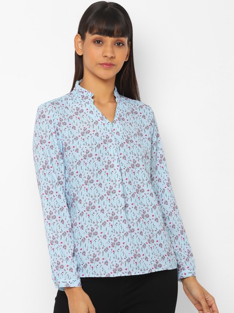 

Allen Solly Women Blue Printed Shirt Style Top