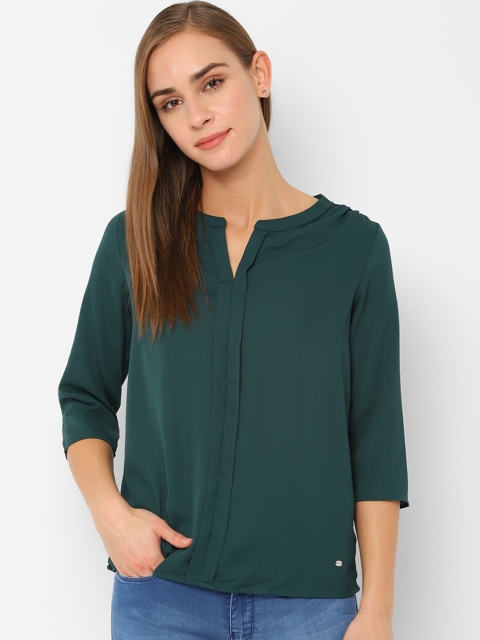 

Allen Solly Women Green Solid Shirt Style Top