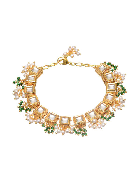 

INDYA Women Green Gold-Plated Bracelet Kundan Bracelet