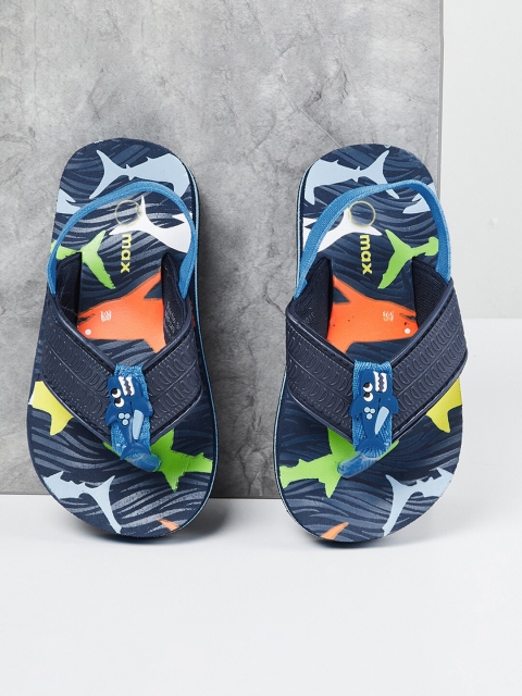 

max Boys Navy Blue & White Printed Thong Flip-Flops