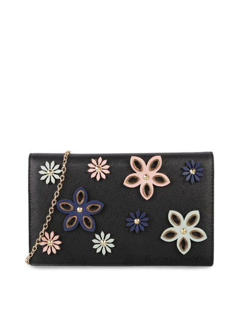 

Metro Black & Pink Embellished Foldover Clutch