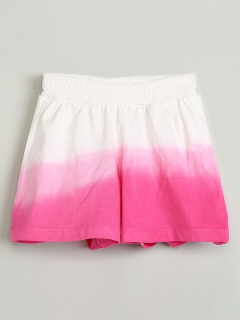 

max Infant Girls White & Pink Colourblocked Regular Fit Regular Shorts