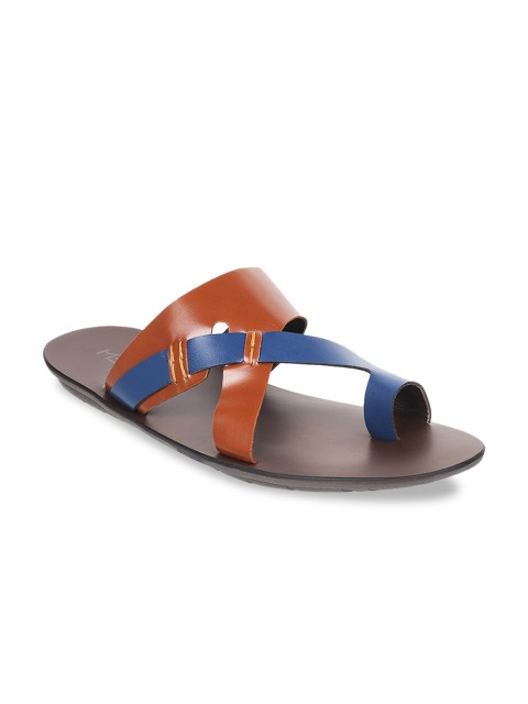 

Metro Men Brown & Blue Leather Comfort Sandals