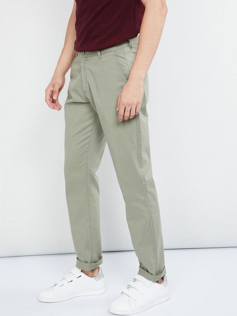 

max Men Green Slim Fit Solid Chinos