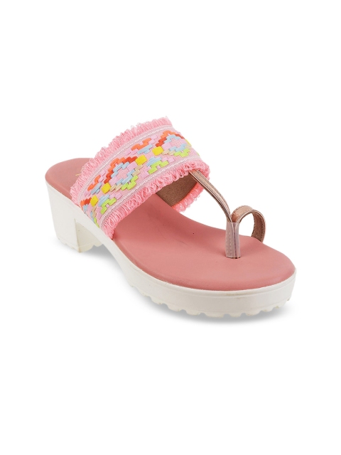 Metro Girls Pink Woven Design Sandals