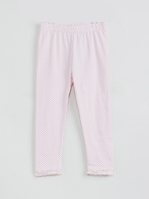 

max Girls Pink Polka Dot Print Ankle-Length Leggings