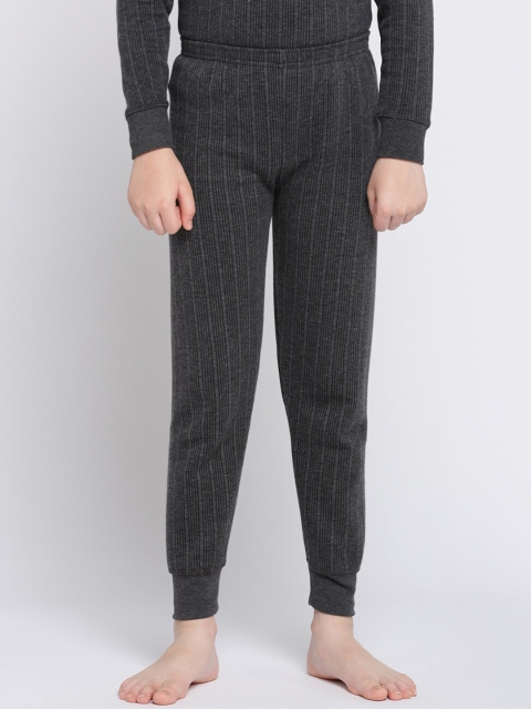 

DIXCY SCOTT Boys Grey Melange Striped Thermal Bottoms, Charcoal