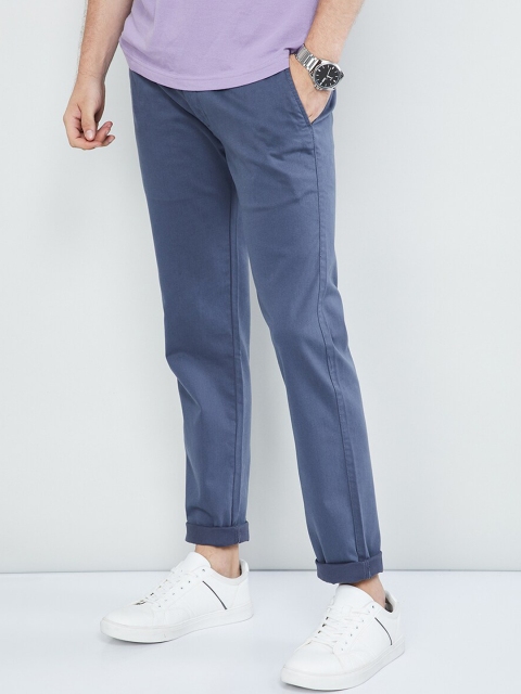 max Men Grey Regular Fit Solid Chinos