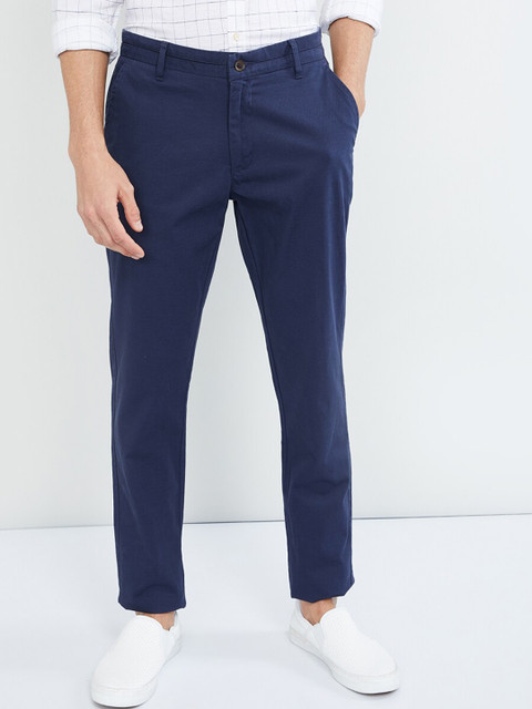 

max Men Blue Regular Fit Solid Chinos