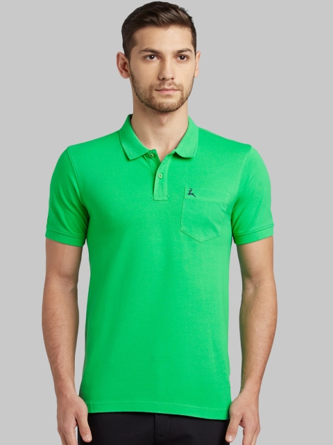 

Parx Men Green Solid Polo Collar T-shirt