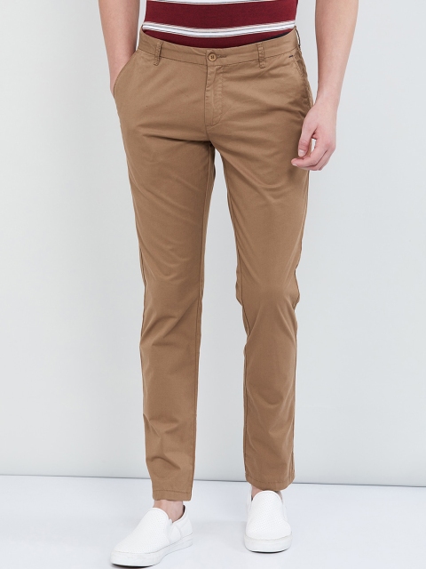 

max Men Brown Regular Fit Solid Regular Trousers