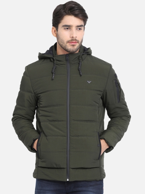 

t-base Men Olive Green Solid Lightweight Padded Jacket