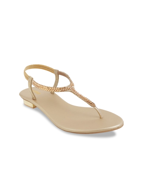 

Metro Girls Gold-Toned Embellished T-Strap Flats