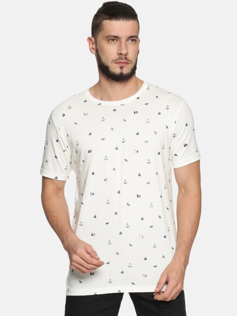 

Kryptic Men Off-White Printed Round Neck T-shirt