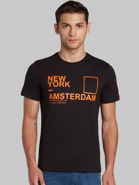 

Parx Men Black & Orange Printed Round Neck T-shirt