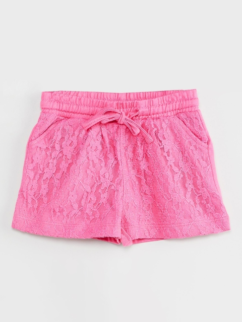

max Girls Pink Self Design Regular Fit Sports Shorts