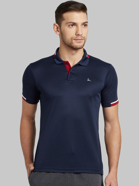 

Parx Men Navy Blue Solid Polo Collar T-shirt