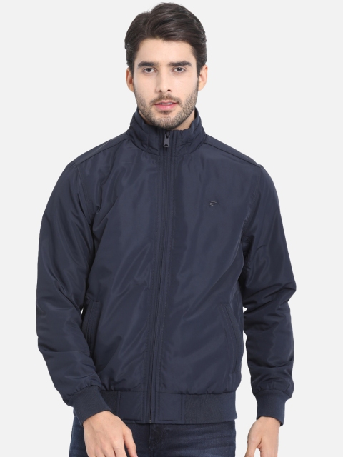 

t-base Men Navy Blue Solid Lightweight Bomber