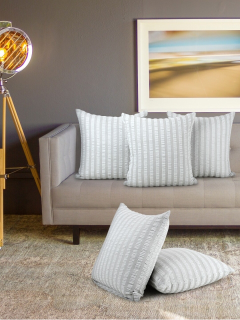 

KLOTTHE Set Of 5 Off-White Striped Square Floor Cushions
