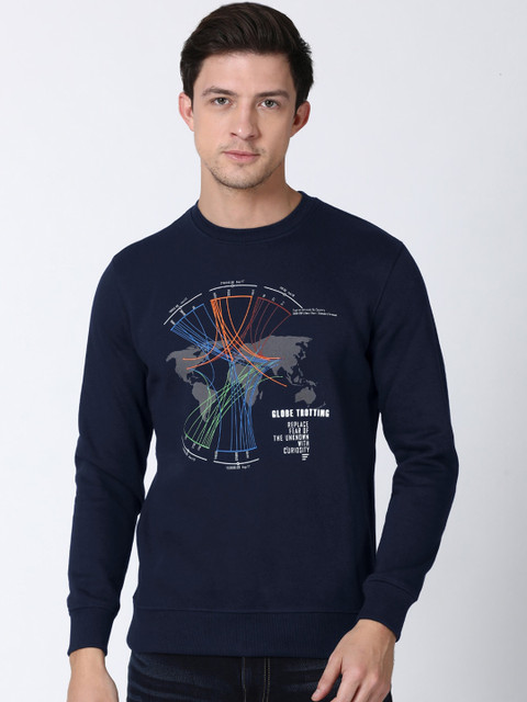 

t-base Men Navy Blue Printed Sweatshirt