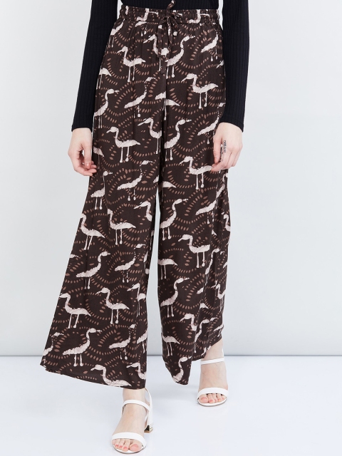 

max Women Brown Printed Wide Leg Palazzos
