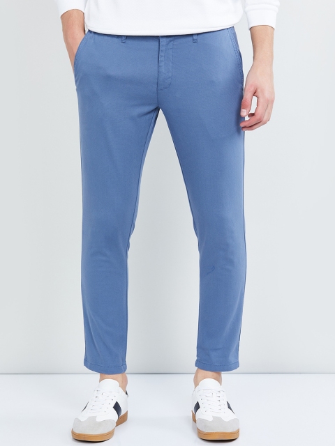 

max Men Blue Solid Chinos