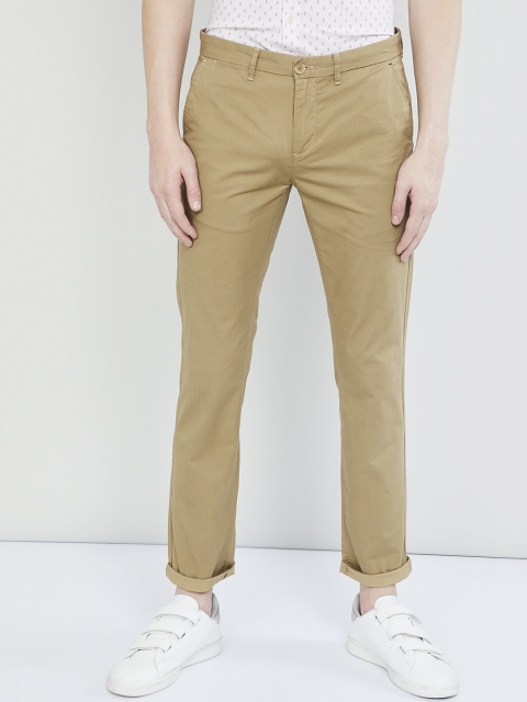

max Men Khaki-Coloured Regular Fit Printed Chinos