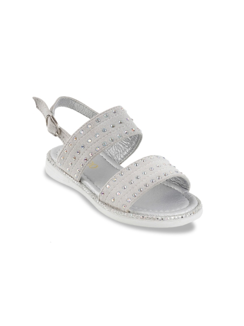 

Metro Girls Silver-Toned Embellished Open Toe Flats