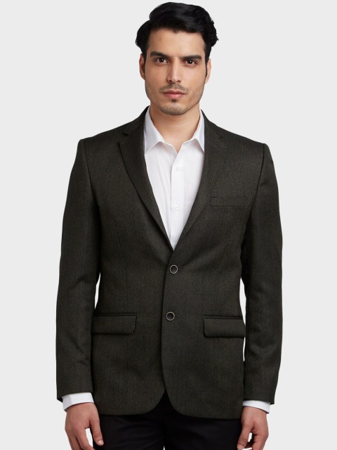 

ColorPlus Men Olive Green Solid Single-Breasted Formal Blazer