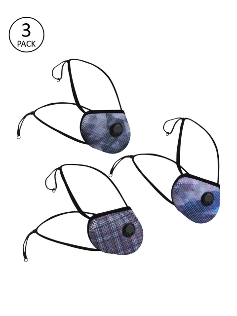 

SOIE 3 Pcs Printed Two way respirator 8 Ply reusable SN 99 Protection head Loops Mask, Multi