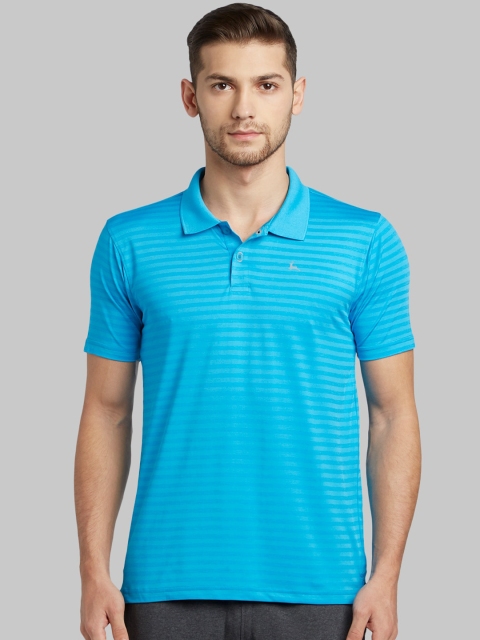

Parx Men Blue Striped Polo Collar T-shirt
