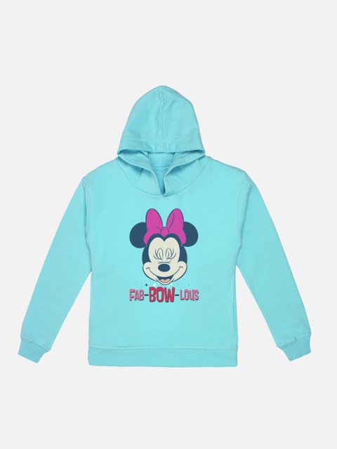 

Kids Ville Girls Blue Minnie Mouse Printed Hooded Sweatshirt