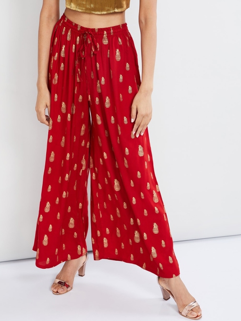 

max Women Red Printed Wide Leg Palazzos