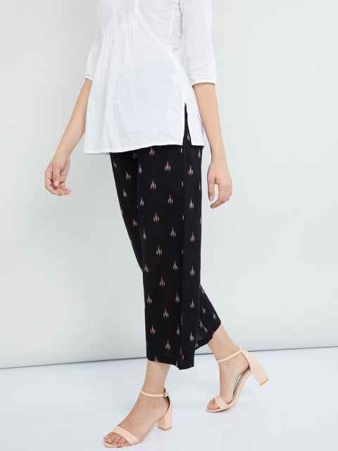 

max Women Black Printed Wide Leg Palazzos