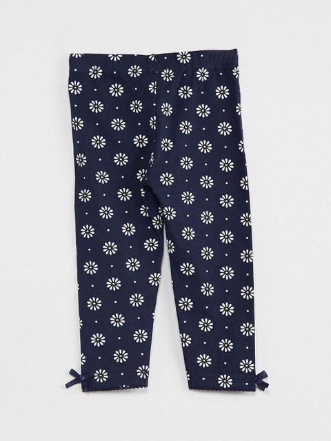 

max Girls Blue & White Printed Ankle-Length Leggings