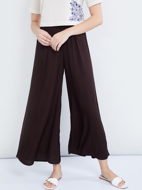 

max Women Brown Solid Wide Leg Palazzos