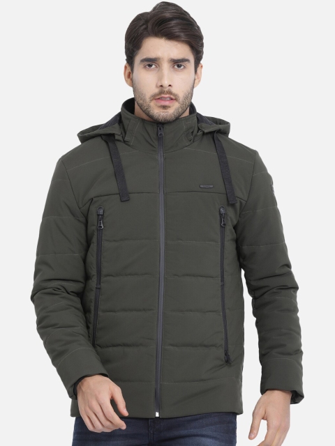 

t-base Men Green Solid Lightweight Quilted Jacket