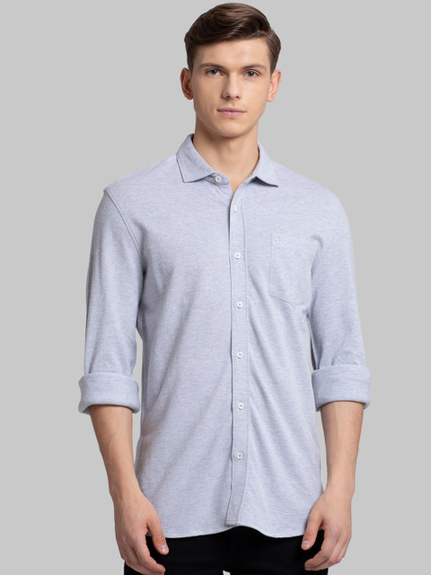 

Parx Men Grey Melange Regular Fit Solid Casual Shirt