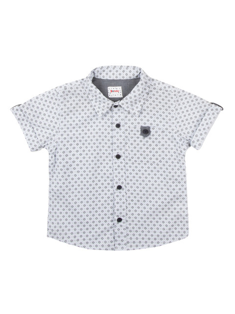

Donuts Boys Off-White & Grey Regular Fit Printed Casual Shirt