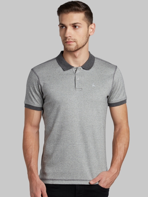 

Parx Men Grey Solid Polo Collar T-shirt