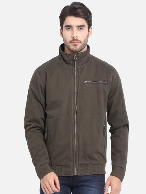 

t-base Men Brown Solid Lightweight Bomber Jacket